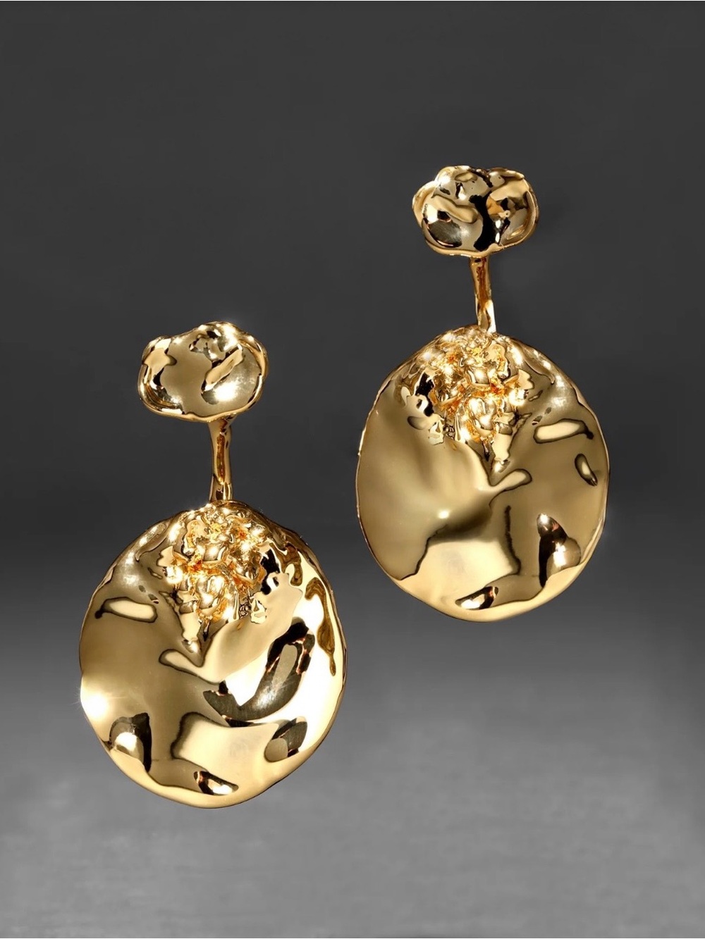 NEW Alexis Bittar Brut Gold Coin Front Back Earrings 14K Gold Plate SB01
